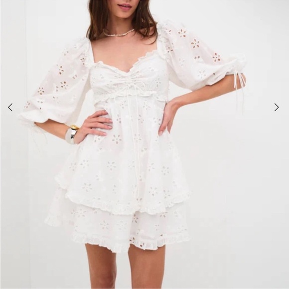 For Love And Lemons Dresses & Skirts - NWT For Love and Lemons Fletcher White Eyelet Butterfly Mini Dress
